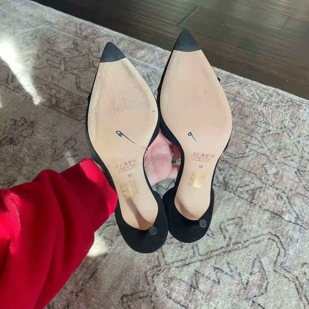 J. Crew Collection SZ 10 Elsie Floral Sequin D'Orsay Pumps Black Suede Heels EUC - Picture 7 of 10